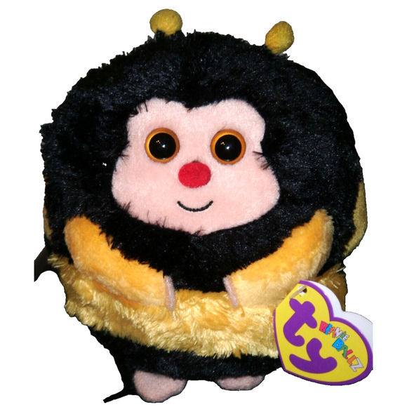 Ty Beanie Ballz Plush Stuffed Animal ZIPS the Bumble Bee 2011 Black Yellow 5" - Picture 1 of 7